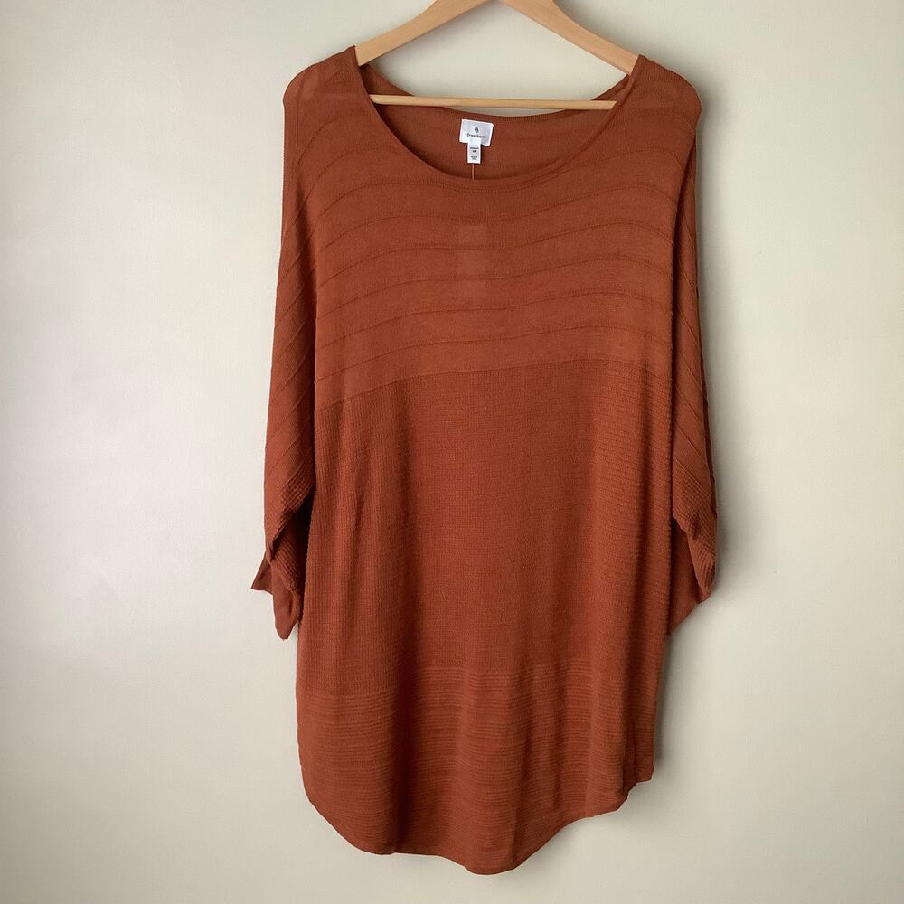 NWT Dressbarn Open Knit Handkerchief Style Ribbed Tunic Sweater Womens Plus 1X